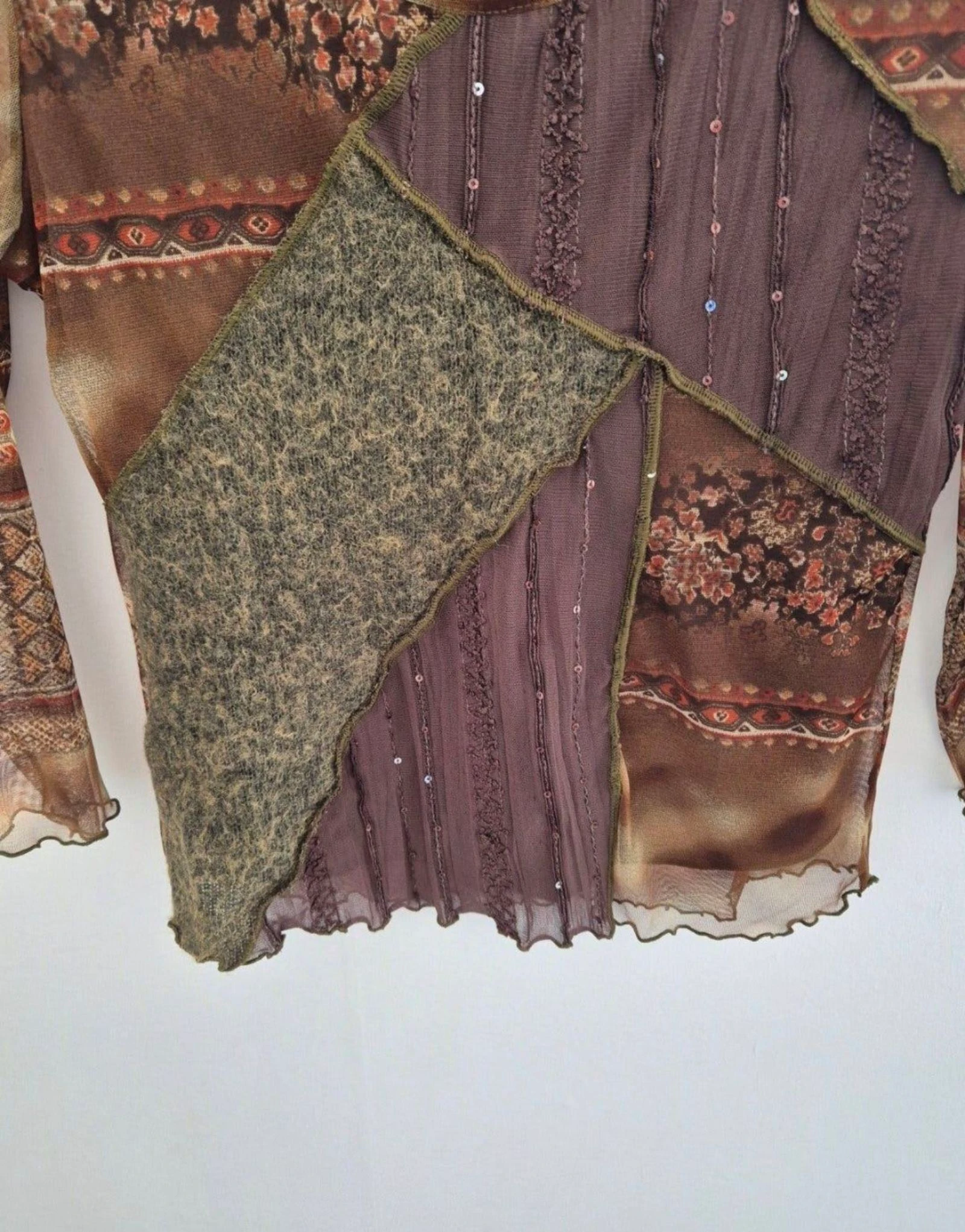Vintage Georges Franck Y2K Haut en Maille Patchwork à Paillettes – Taille 42/44 – photo 4